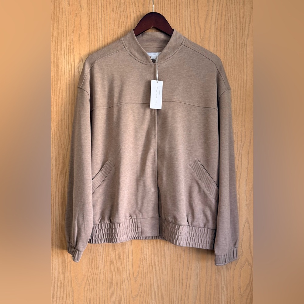 Travis Mathew | Women’s M | Friday Ponte Bomber Jacket Taupe Portabella | NWT